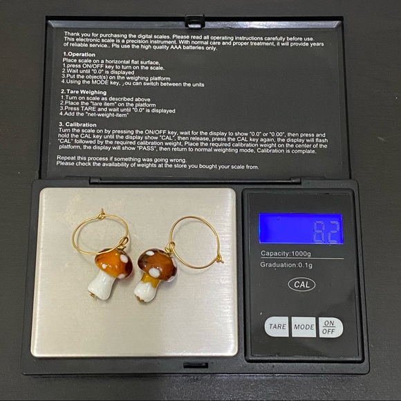 Handmade Mushroom Lampwork Beads Drop Earrings - Picture 5 of 8